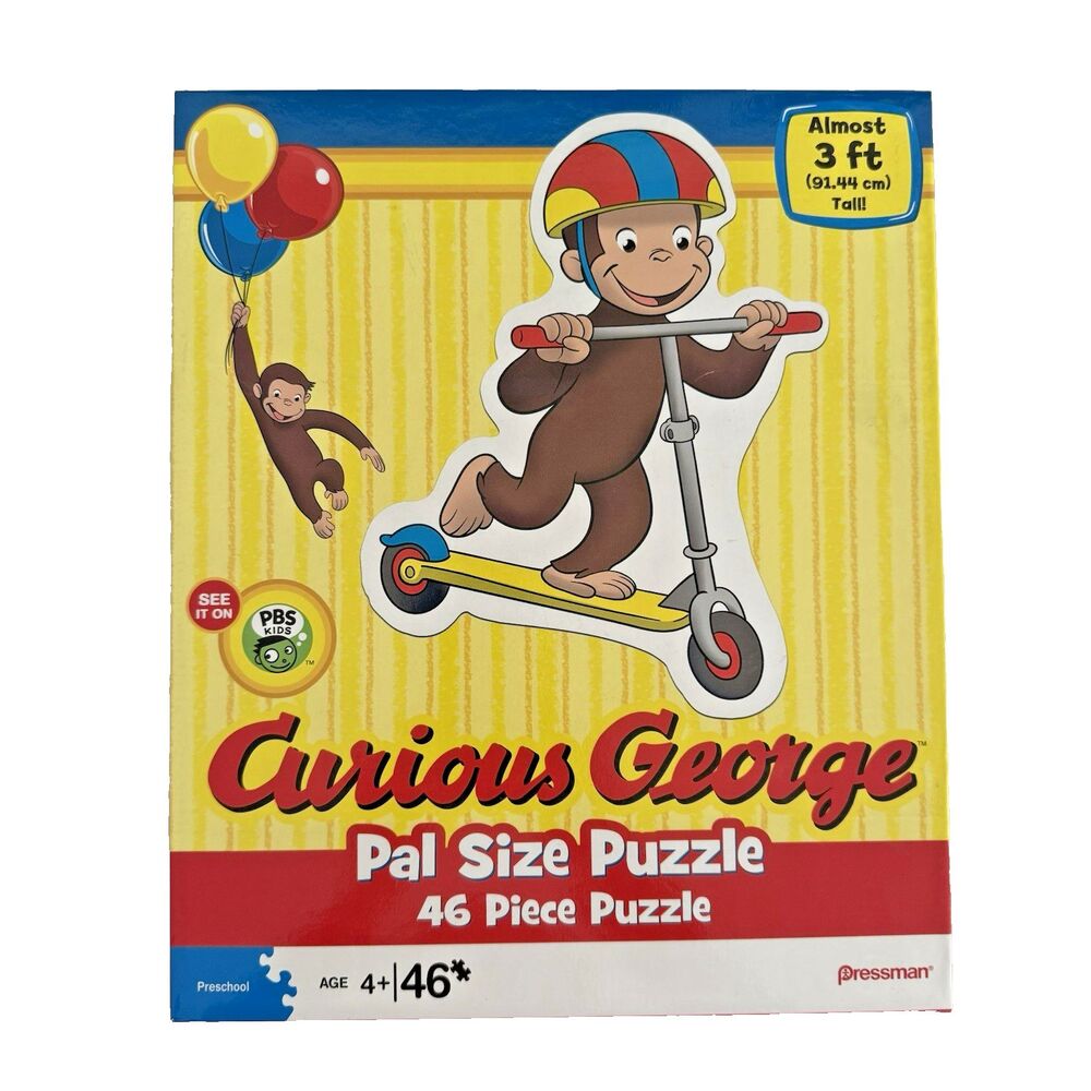 Y2K Curious George Pal Size Large 3 FT Puzzle PBS Kids 46 Piece 10327 Preschool